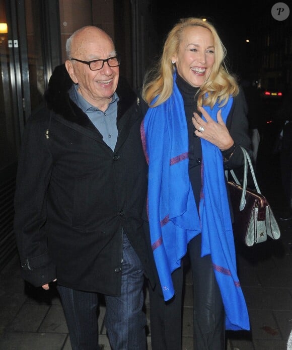 Rupert Murdoch et Jerry Hall à Londres, le 26 janvier 2016.