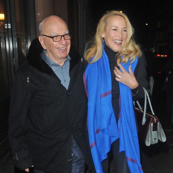 Rupert Murdoch et Jerry Hall à Londres, le 26 janvier 2016.