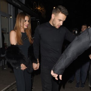 Cheryl Cole (ex Fernandez-Versini) et son nouveau compagnon Liam Payne (One Direction) main dans la main lors de leur sortie au restaurant Salmontini à Londres, le 9 mars 2016. En compagnie de la mère de Cheryl, Joan Callaghan, et d'amis proches, ils ont fêté l'anniversaire de Lily England, l'assistante de Cheryl, qui vient d'avoir 30 ans. Le couple est arrivé vers 20h30, et est reparti vers 1h30 du matin.