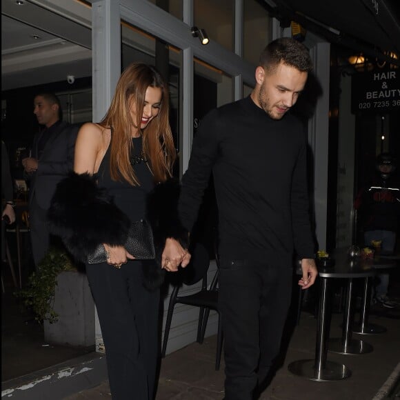 Cheryl Cole (ex Fernandez-Versini) et son nouveau compagnon Liam Payne (One Direction) main dans la main lors de leur sortie au restaurant Salmontini à Londres, le 9 mars 2016. En compagnie de la mère de Cheryl, Joan Callaghan, et d'amis proches, ils ont fêté l'anniversaire de Lily England, l'assistante de Cheryl, qui vient d'avoir 30 ans. Le couple est arrivé vers 20h30, et est reparti vers 1h30 du matin.