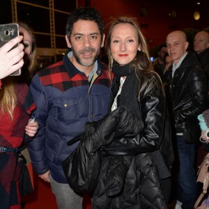 Manu Payet et Audrey Lamy (enceinte) - Soirée d'ouverture du festival 2 Valenciennes Fiction - Projecton du film "Tout pour être heureux" de Cyril Gelblat le 16 mars 2016. © Veeren/Bestimage