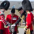 Le prince William lors des cérémonies de la Saint-Patrick avec les Irish Guards à la caserne de la cavalerie Hounslow à Londres le 17 mars 2016.