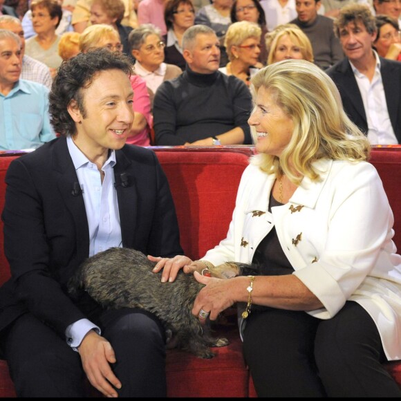 Stéphane Bern dans "Vivement dimanche", son chien Virgule et la princesse Léa de Belgique en 2009.