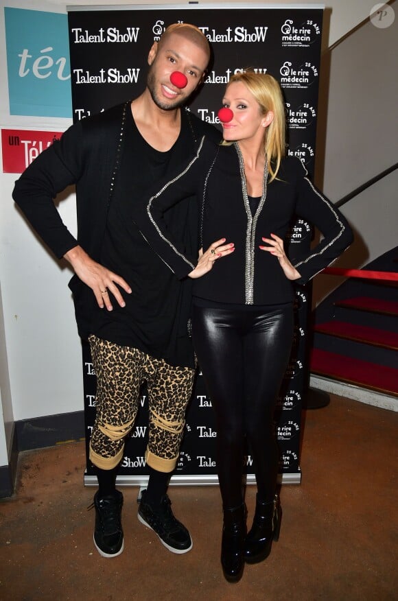 Xavier Delarue et sa femme Tatiana-Laurens Delarue à la Soirée "Rire et Résistance" au profit de l'association "Le Rire Médecin" au Palais des glaces à Paris, le 21 mars 2016. © Giancarlo Gorassini/Bestimage