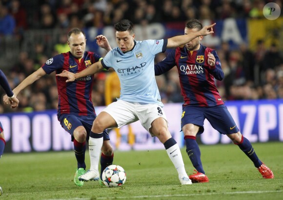 Samir Nasri de Manchester City contre le FC Barcelone le 19 mars 2015