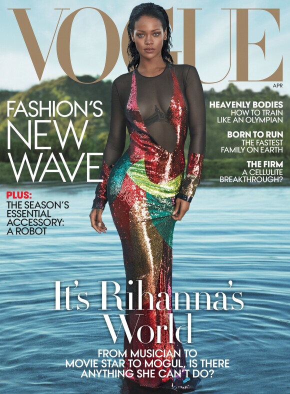 Rihanna en couverture du numéro d'avril 2016 de Vogue. Photo par Mert et Marcus.
