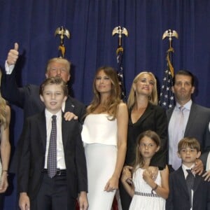 Donald Trump, Donald Trump Jr., Barron Trump, Melania Trump, Ivanka Trump, Tiffany Trump - Donald Trump se déclare candidat à l'investiture républicaine pour la présidentielle de 2016 lors d'une conférence à New York, le 16 juin 2015.