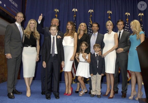 Donald Trump, Donald Trump Jr., Barron Trump, Melania Trump, Ivanka Trump, Tiffany Trump - Donald Trump se déclare candidat à l'investiture républicaine pour la présidentielle de 2016 lors d'une conférence à New York, le 16 juin 2015.