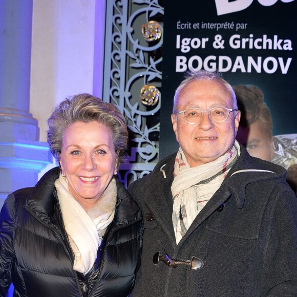 Françoise Laborde et son mari Jean-Claude Paris - Générale de la pièce "Big Bang" de Igor et Grichka Bogdanoff (Bogdanov) au théâtre du Gymnase à Paris le 8 février 2016. © Veeren/Bestimage