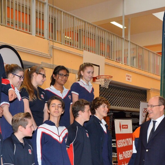 Exclusif - La princesse Charlene de Monaco, accompagnée par son mari le prince Albert II de Monaco, lors de la remise des prix du 3e Rallye Princesse Charlene, le 1er avril 2016 au Collège Charles III. © Michael Alesi / Bestimage