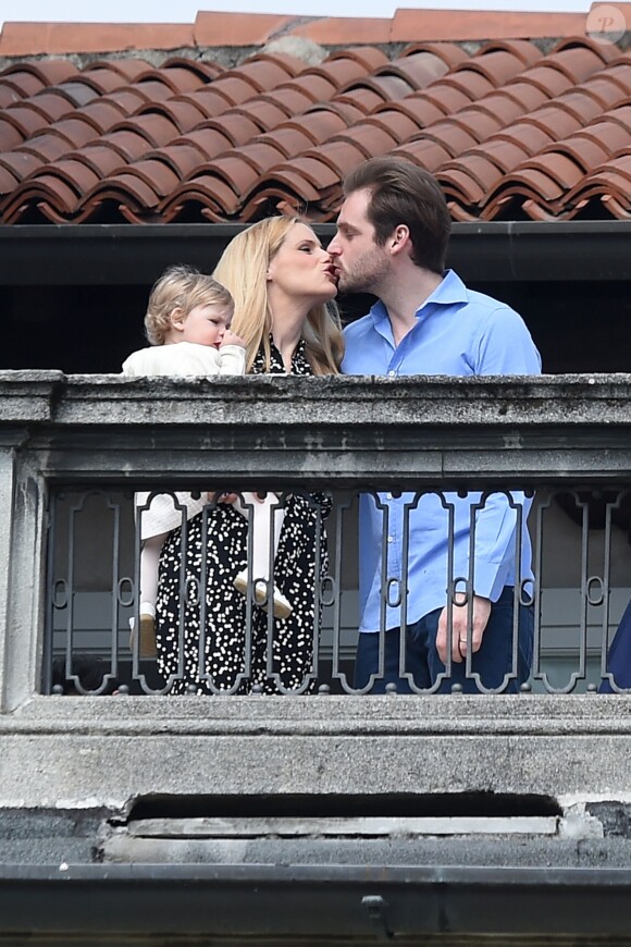 Michelle Hunziker et son mari Tomaso Trussardi vont baptiser leur fille Celeste à Bergame en Italie le 3 avril 2016.
