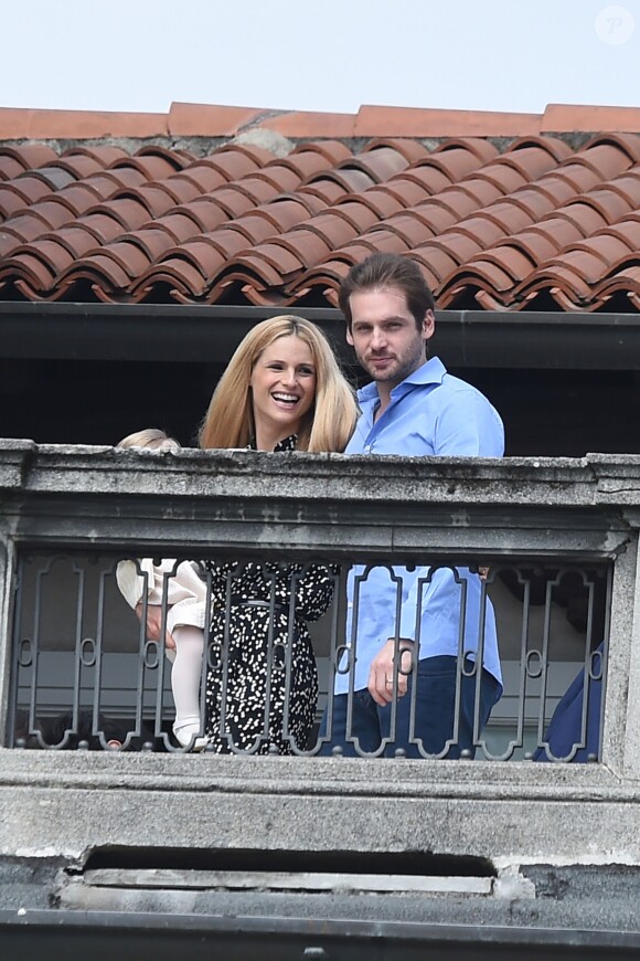 Michelle Hunziker et son mari Tomaso Trussardi vont baptiser leur fille Celeste à Bergame en Italie le 3 avril 2016.
