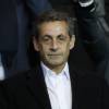 Nicolas Sarkozy pendant le match de Ligue des Champions PSG - Manchester City au Parc des Princes à Paris le 6 avril 2016.