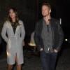Jenson Button et sa nouvelle compagne Brittny Ward quittent "The Chiltern Firehouse" à Londres, le 5 avril 2016.