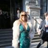 Mariah Carey sort de son hôtel à Londres, le 17 mars 2016.