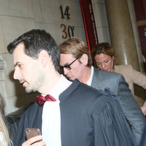 Benoît Magimel et sa compagne Margot - Benoît Magimel arrive au tribunal correctionnel de Paris, le 12 avril 2016. L'acteur est poursuivi pour "blessures involontaires", "délit de fuite" et "usage de stupéfiants" après un accident de voiture survenu le 11 mars dernier. Il expliquera à la barre du tribunal, ce mardi 12 avril, comment il a renversé Fatima E., une piétonne de 62 ans, à Paris. © CVS/Bestimage12/04/2016 - Paris