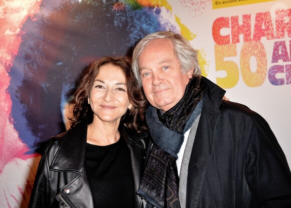 Nathalie Rykiel et un ami - Photocall du concert "Charlebois, 50 ans en chansons" au théâtre Bobino à Paris le 11 avril 2016. © Veeren/Bestimage