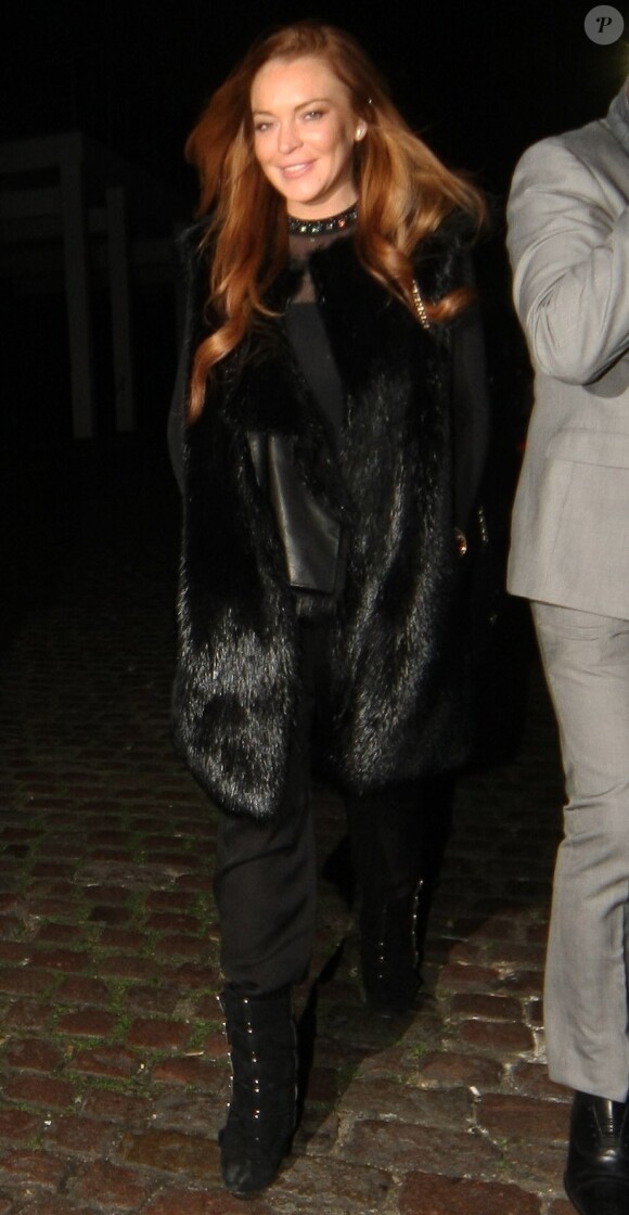Lindsay Lohan à la sortie du Chiltern Firehouse à Londres, le 13 février 2016