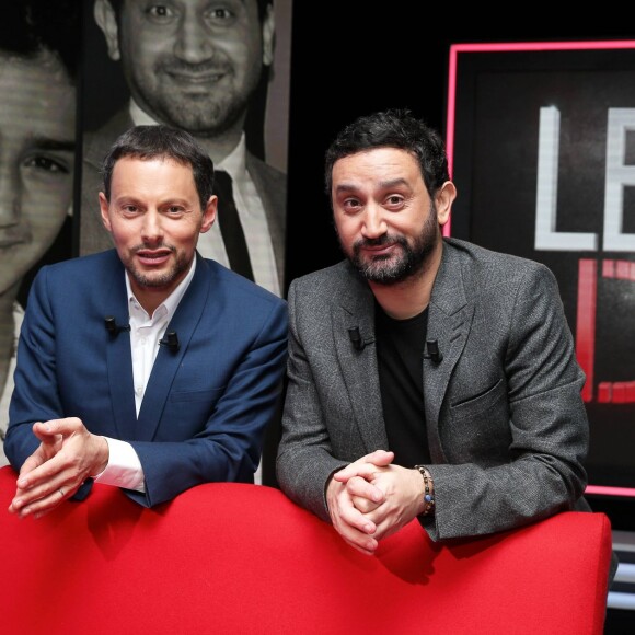 Exclusif - Cyril Hanouna et Marc-Olivier Fogiel, lors de l'enregistrement de l'émission Le Divan, le 9 janvier 2016 à la Plaine St-Denis. Elle a été diffusée le 9 février 2016 à 23h10, sur France 3. © Dominique Jacovides