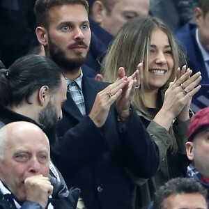 M. Pokora (Matt Pokora) et une amie au match de football France - Russie au Stade de France à Saint-Denis le 29 mars 2016. © Cyril Moreau/Bestimage