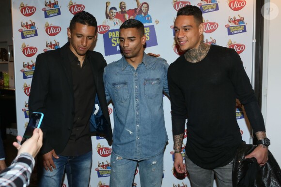 Marquinhos, Brahim Zaibat, Gregory Van Der Wiel - Soirée "VICO partenaire des supporters à domicile" à l'atelier à Paris le 14 avril 2016. © CVS/Bestimage  Evening "VICO partner of home supporters" in Paris, France on April 14, 2016.14/04/2016 - Paris