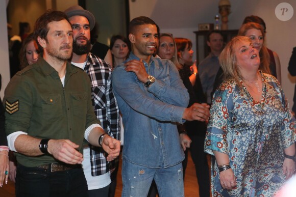 Brahim Zaibat, Valérie Damidot et Philippe Auriel, - Soirée "VICO partenaire des supporters à domicile" à l'atelier à Paris le 14 avril 2016. © CVS/Bestimage  Evening "VICO partner of home supporters" in Paris, France on April 14, 2016.14/04/2016 - Paris