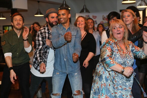 Brahim Zaibat, Valérie Damidot et Philippe Auriel - Soirée "VICO partenaire des supporters à domicile" à l'atelier à Paris le 14 avril 2016. © CVS/Bestimage  Evening "VICO partner of home supporters" in Paris, France on April 14, 2016.14/04/2016 - Paris