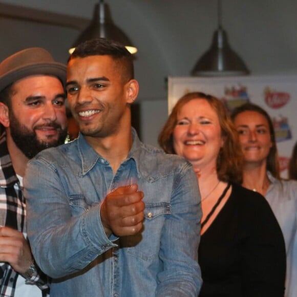 Brahim Zaibat, Valérie Damidot et Philippe Auriel - Soirée "VICO partenaire des supporters à domicile" à l'atelier à Paris le 14 avril 2016. © CVS/Bestimage  Evening "VICO partner of home supporters" in Paris, France on April 14, 2016.14/04/2016 - Paris