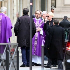 Claude Chirac lors des obsèques de sa soeur Laurence Chirac, fille de Jacques et Bernadette Chirac morte le 14 avril 2016, qui ont été célébrées en la basilique Sainte-Clotilde à Paris le 16 avril 2016. La défunte a ensuite été inhumée dans la plus stricte intimité familiale au cimetière du Montparnasse © Crystal Pictures/Bestimage