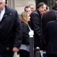 Jacques Chirac (en fauteuil roulant) a assisté aux obsèques de sa fille aînée Laurence Chirac, morte le 14 avril 2016, qui ont été célébrées en la basilique Sainte-Clotilde à Paris le 16 avril 2016. La défunte a ensuite été inhumée dans la plus stricte intimité familiale au cimetière du Montparnasse © Crystal Pictures/Bestimage