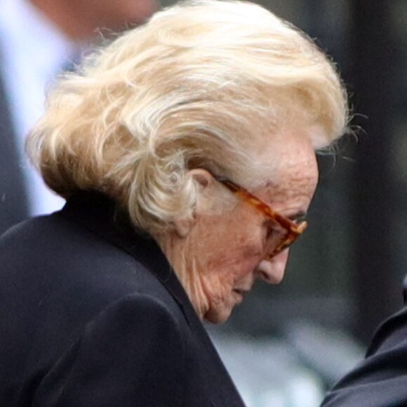 Bernadette Chirac en deuil lors des obsèques de Laurence Chirac, fille de Jacques et Bernadette Chirac morte le 14 avril 2016, qui ont été célébrées en la basilique Sainte-Clotilde à Paris le 16 avril 2016. La défunte a ensuite été inhumée dans la plus stricte intimité familiale au cimetière du Montparnasse © Crystal Pictures/Bestimage