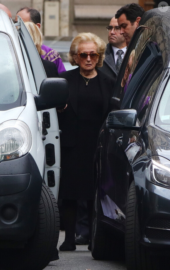 Bernadette Chirac en deuil lors des obsèques de Laurence Chirac, fille de Jacques et Bernadette Chirac morte le 14 avril 2016, qui ont été célébrées en la basilique Sainte-Clotilde à Paris le 16 avril 2016. La défunte a ensuite été inhumée dans la plus stricte intimité familiale au cimetière du Montparnasse © Crystal Pictures/Bestimage