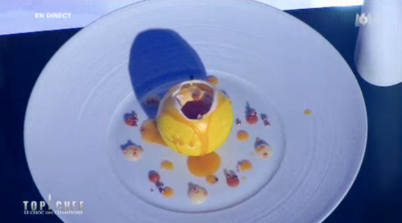 Le dessert de Xavier Pincemin, dans Top Chef - Le Choc des champions, le lundi 25 avril 2016 sur M6.