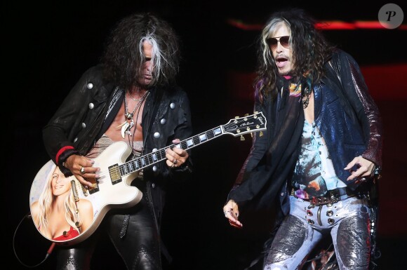 Steven Tyler et son groupe Aerosmith en concert à Moscou, le 5 septembre 2015