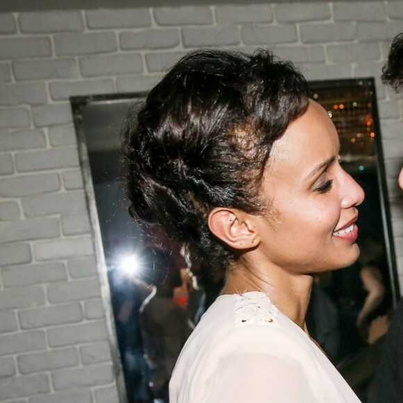 Exclusif - Sonia Rolland et son compagnon Jalil Lespert - Sonia Rolland fête ses 35 ans au restaurant "l'Atelier des Artistes" à Paris le 13 février 2016.