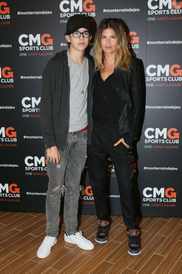 Sean Obispo et Isabelle Funaro à l'inauguration du CMG Sports Club ONE Saint-Lazare le 28 avril 2016