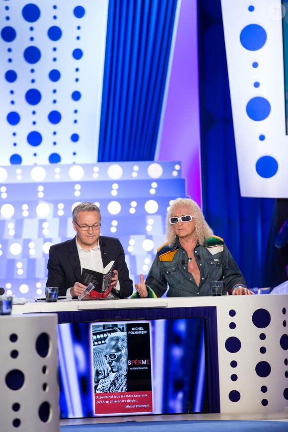 Exclusif - Michel Polnareff et Laurent Ruquier dans l'émission On n'est pas couché, sur France 2 le samedi 30 avril 2016 (tournage le jeudi 28 avril 2016), à Paris. © Cyril Moreau