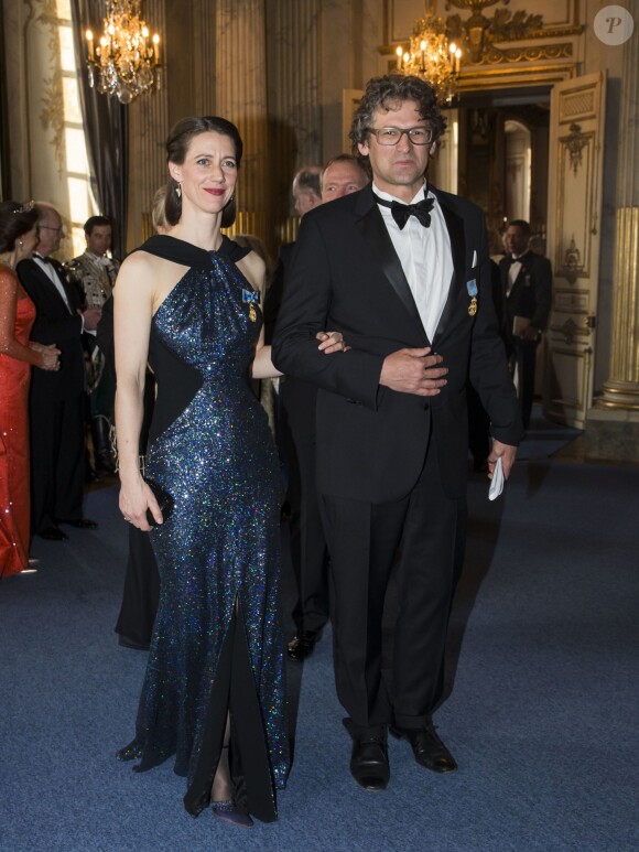 Bettina Bernadotte et son mari Philip Haug - Banquet donné en l'honneur du 70ème anniversaire du roi Carl Gustav de Suède au palais royal à Stockholm, le 30 avril 2016.