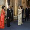 La reine Silvia, le roi Carl Gustav de Suède, le prince Albert II de Monaco, le prince Frederik et la princesse Mary de Danemark - Banquet donné en l'honneur du 70ème anniversaire du roi Carl Gustav de Suède au palais royal à Stockholm, le 30 avril 2016.