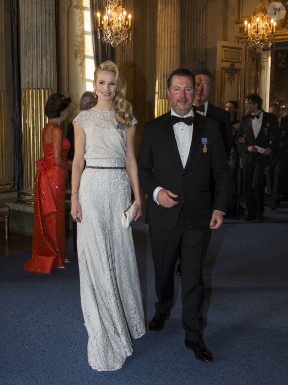 Gustaf Magnusson et sa femme Vicky Andren - Banquet donné en l'honneur du 70ème anniversaire du roi Carl Gustav de Suède au palais royal à Stockholm, le 30 avril 2016.