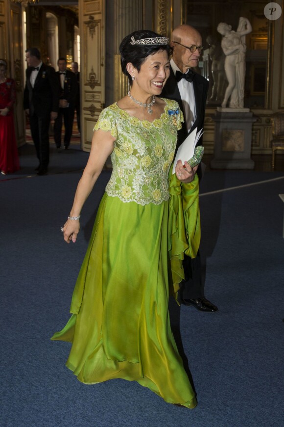 La princesse Takamado du Japon - Banquet donné en l'honneur du 70ème anniversaire du roi Carl Gustav de Suède au palais royal à Stockholm, le 30 avril 2016.