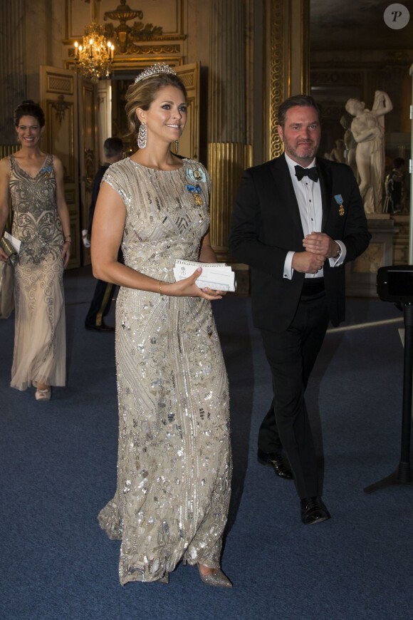 La princesse Madeleine de Suède et son mari Christopher (Chris) O'Neill - Banquet donné en l'honneur du 70ème anniversaire du roi Carl Gustav de Suède au palais royal à Stockholm, le 30 avril 2016.