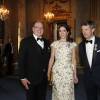 Le prince Albert II de Monaco, la princesse Mary et le prince Frederik de Danemark - Banquet donné en l'honneur du 70ème anniversaire du roi Carl Gustav de Suède au palais royal à Stockholm, le 30 avril 2016.