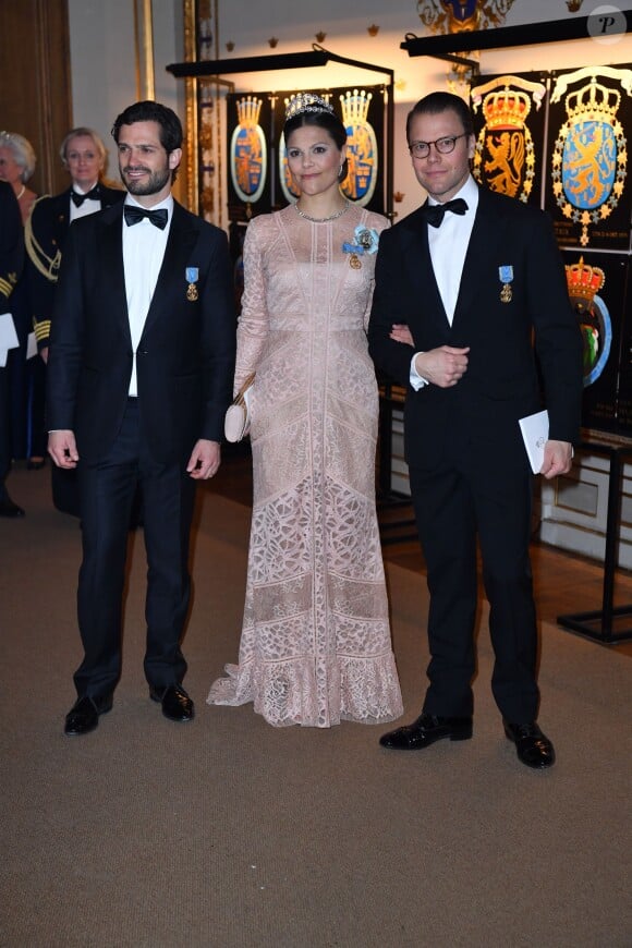 Le prince Carl Philip, la princesse Victoria et son mari le prince Daniel de Suède - Banquet donné en l'honneur du 70ème anniversaire du roi Carl Gustav de Suède au palais royal à Stockholm, le 30 avril 2016.