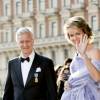 Le roi Philippe et la reine Mathilde de Belgique - Les invités du roi Carl Gustav de Suède arrivent au Banquet organisé en l'honneur de son 70ème anniversaire au palais royal à Stockholm le 30 avril 2016.