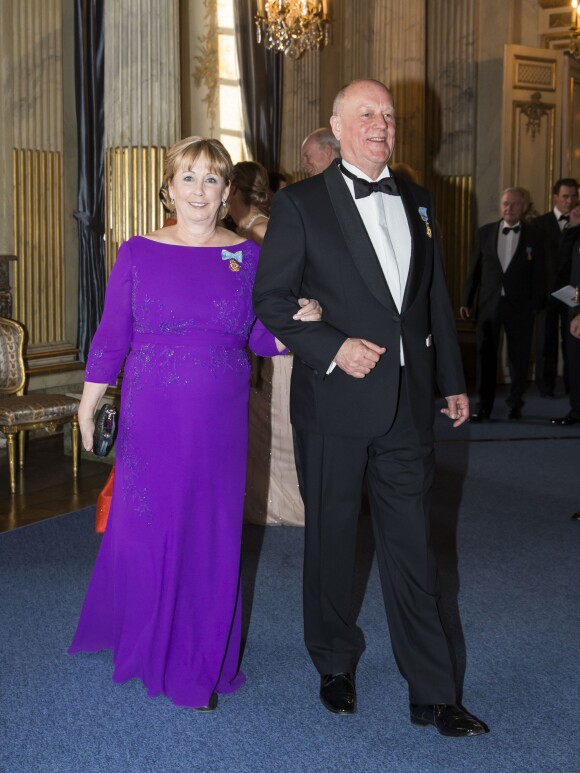 Erik Hellqvist et sa femme Marie Hellqvist (parents de la princesse Sofia de Suède) - Banquet donné en l'honneur du 70ème anniversaire du roi Carl Gustav de Suède au palais royal à Stockholm, le 30 avril 2016.