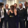 Julie Gayet, Églantine Éméyé, Michel Drucker, Rose et guest - 6e dîner de l'association Un pas vers la vie, le 2 mai 2016 à Paris