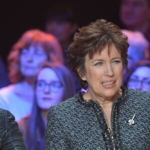 Exclusif - Aude Gogny-Goubert et Roselyne Bachelot lors de l'enregistrement de l'émission "Faut pas abuser" présentée par Julien Courbet et diffusée sur D8 le 10 mai 2016 à 21h00. À Paris le 4 avril 2016. ©Veeren