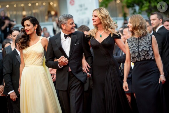 Amal Alamuddin Clooney (bijoux Cartier), son mari George Clooney, Julia Roberts et Jodie Foster - Montée des marches du film "Money Monster" lors du 69ème Festival International du Film de Cannes. Le 12 mai 2016. © Borde-Jacovides-Moreau/Bestimage