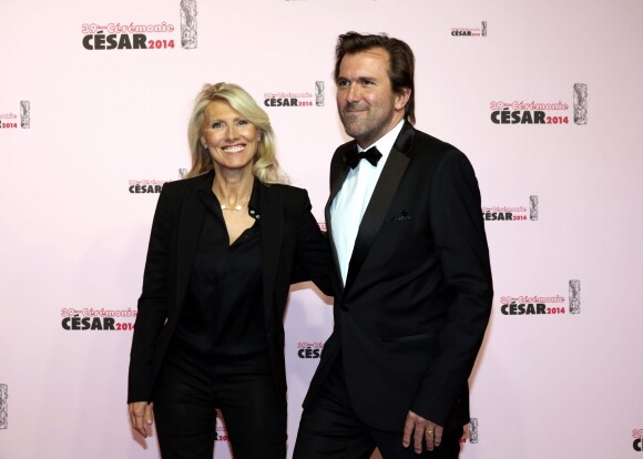 Marie Sara et son compagnon Christophe Lambert - Arrivées Exterieur - 39ème cérémonie des Cesar au théâtre du Châtelet à Paris Le 28 Février 2014
